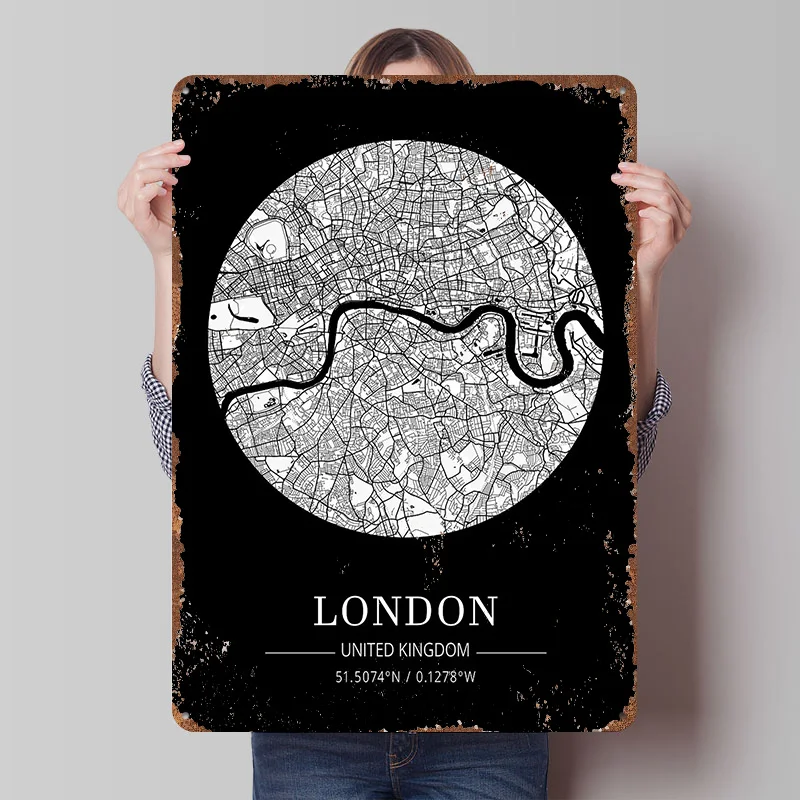 Retro Gaming In London - London City Map Tin Plaque Poster