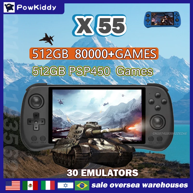 Retro Gaming Console Lego - 80000Games 512G POWKIDDY X55 5.5INCH IPS