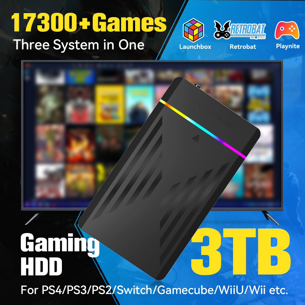 Retro Gaming Ps2 - 3TB Portable Gaming HDD LaunchBox/Retrobat/Playnite Retro