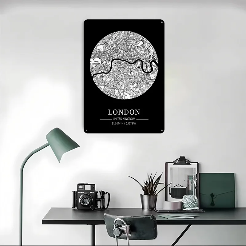 London City Map Tin Plaque Pos - Retro Gaming In London ulasan dan harga