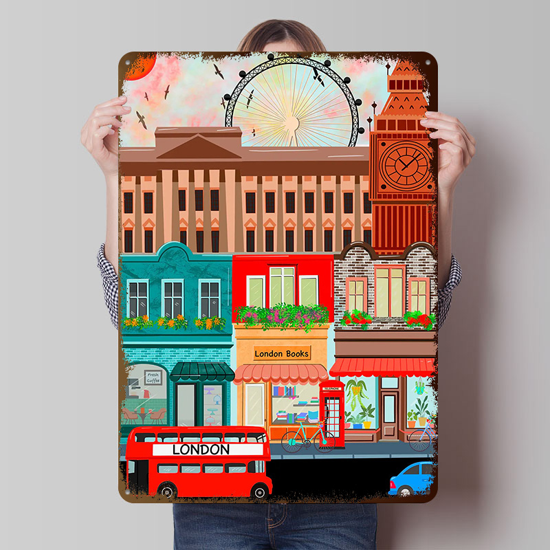 London Travel Tinplate Poster  - Retro Gaming In London ulasan dan harga
